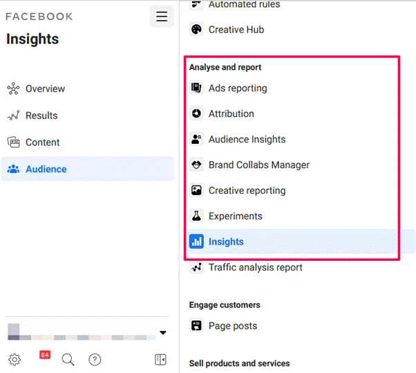 Insights de audiência do Facebook