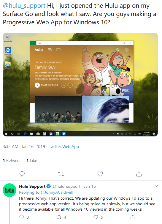 훌루 PWA