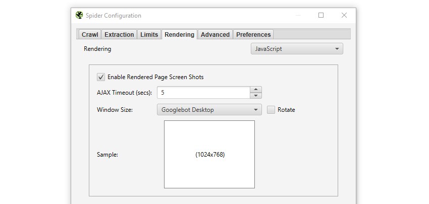 ScreamingFrogでJavaScriptレンダリングを有効にする