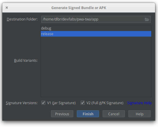 Создайте подписанный APK в Android Studio