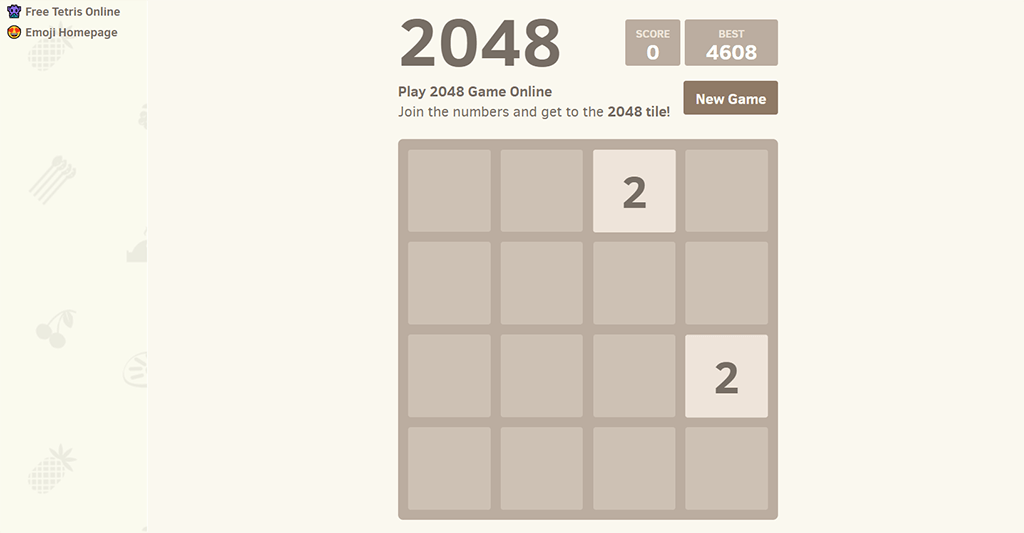 Jeu 2048 PWA sur ordinateur