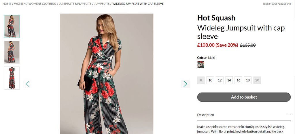 Debenhams PWA sur ordinateur