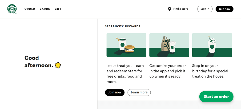 Starbucks PWA sur ordinateur