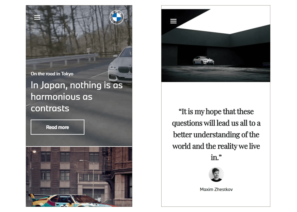 BMW PWA sur mobile