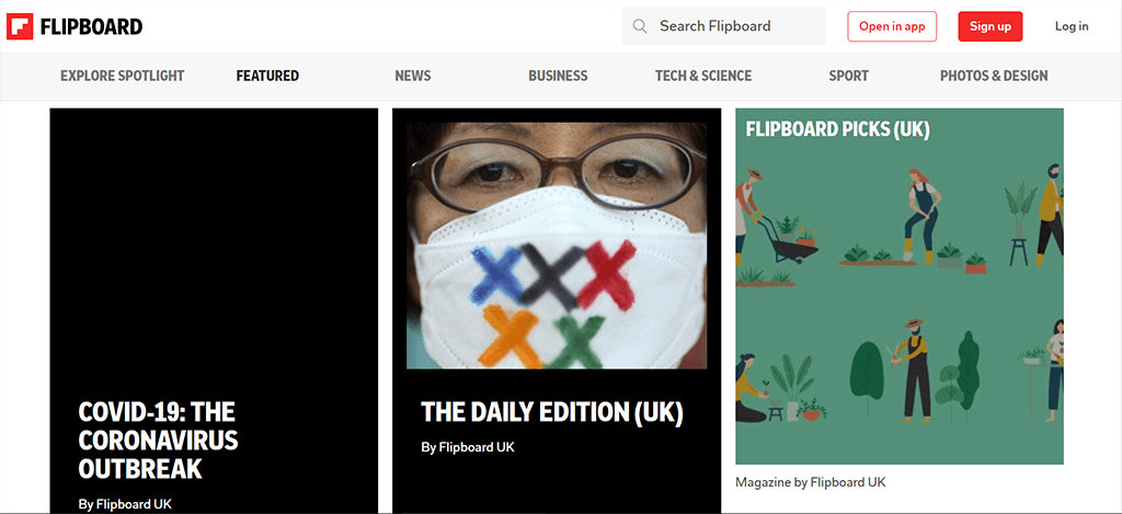 Flipboard PWA sur ordinateur