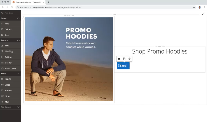 Pembuat halaman Magento seret dan lepas