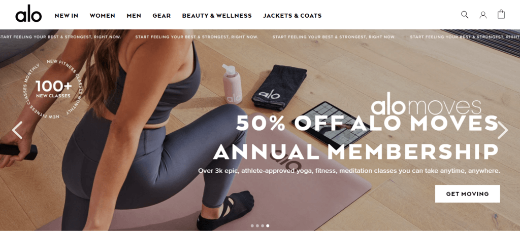 Situs web Alo Yoga