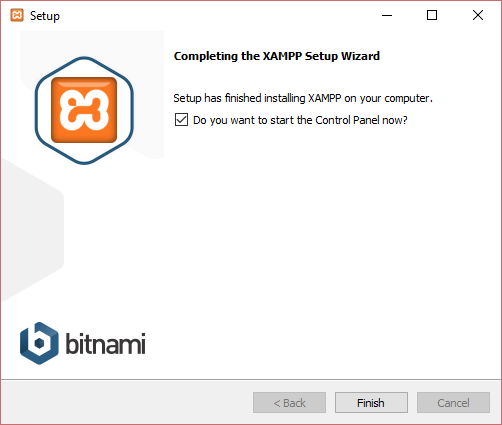 finalización de la configuración de xampp