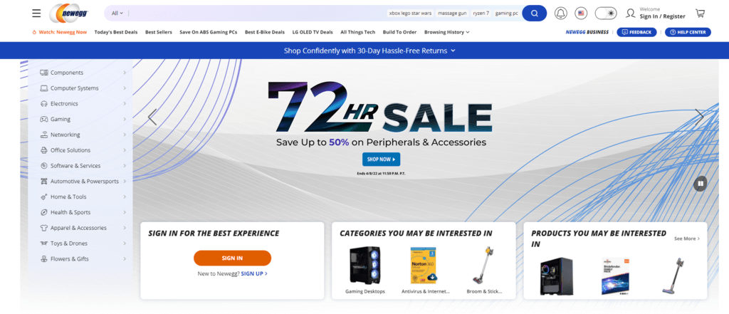 NeweggのWebサイト