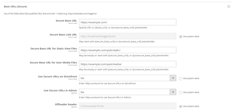 กำหนดค่า URL พื้นฐาน Magento