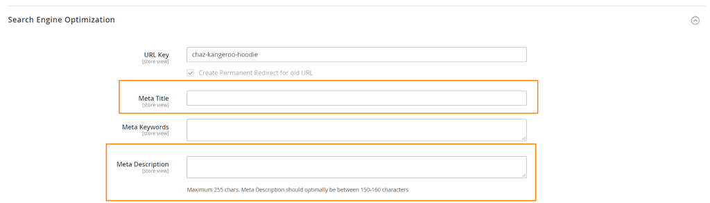 ข้อมูลเมตาสำหรับผลิตภัณฑ์ Magento