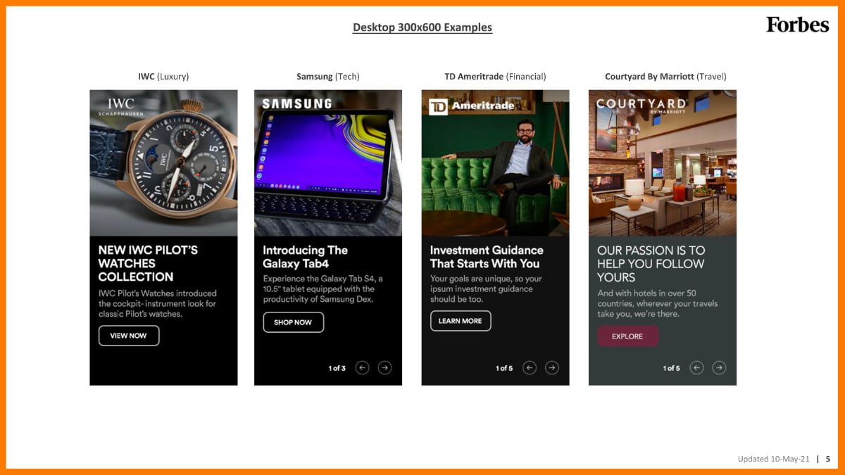 Exemplos de publicidade da Forbes