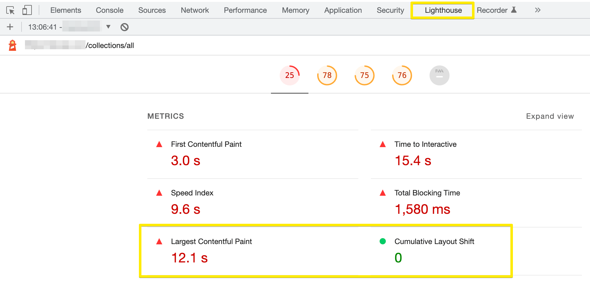 Relatório de velocidade no Chrome Dev Tools