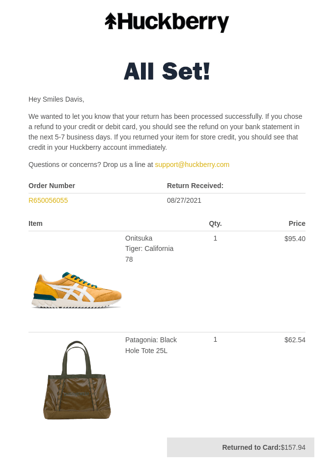 eCommerce mengembalikan email