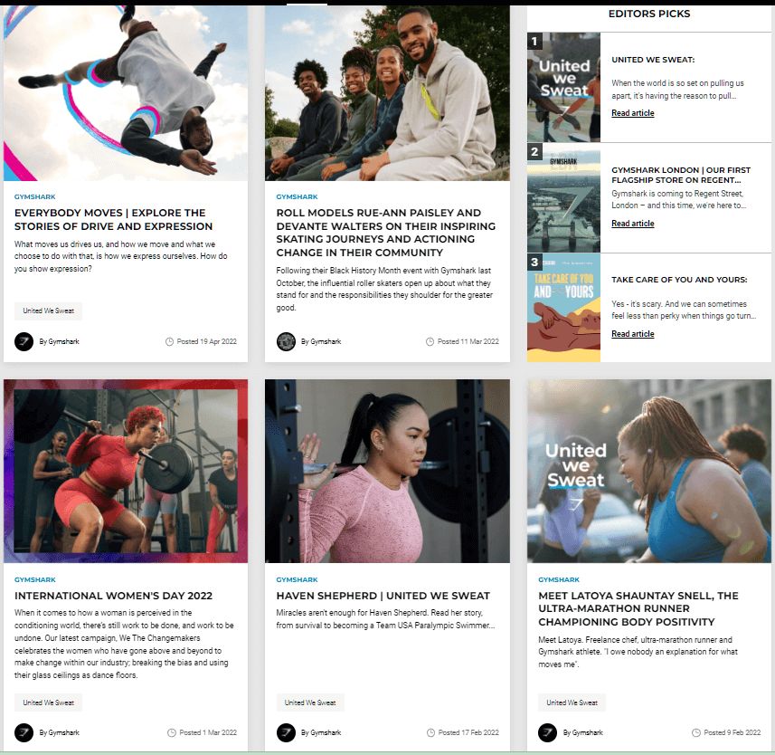 Блог Gymshark Shopify