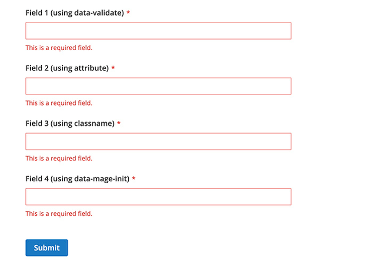 Validarea formularului în Magento 2