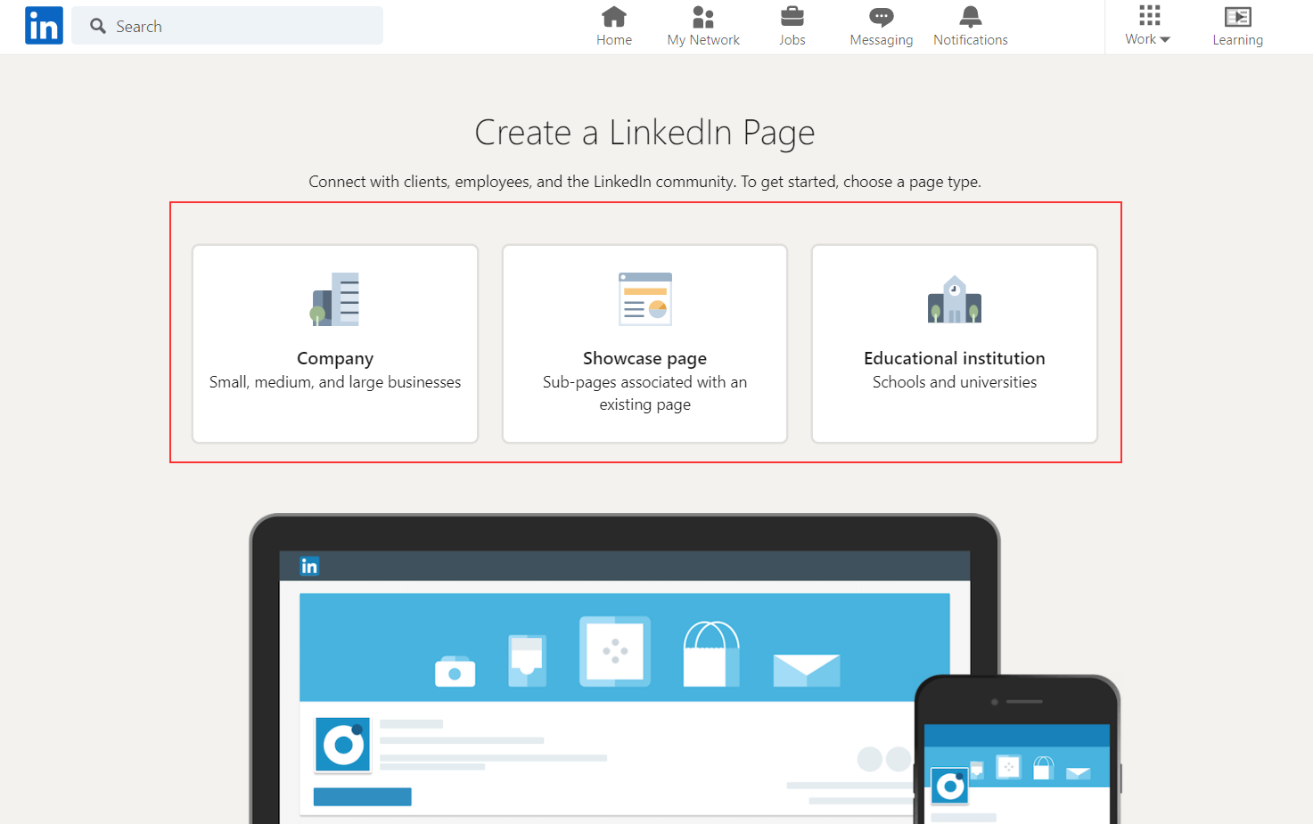 Criar página do LinkedIn