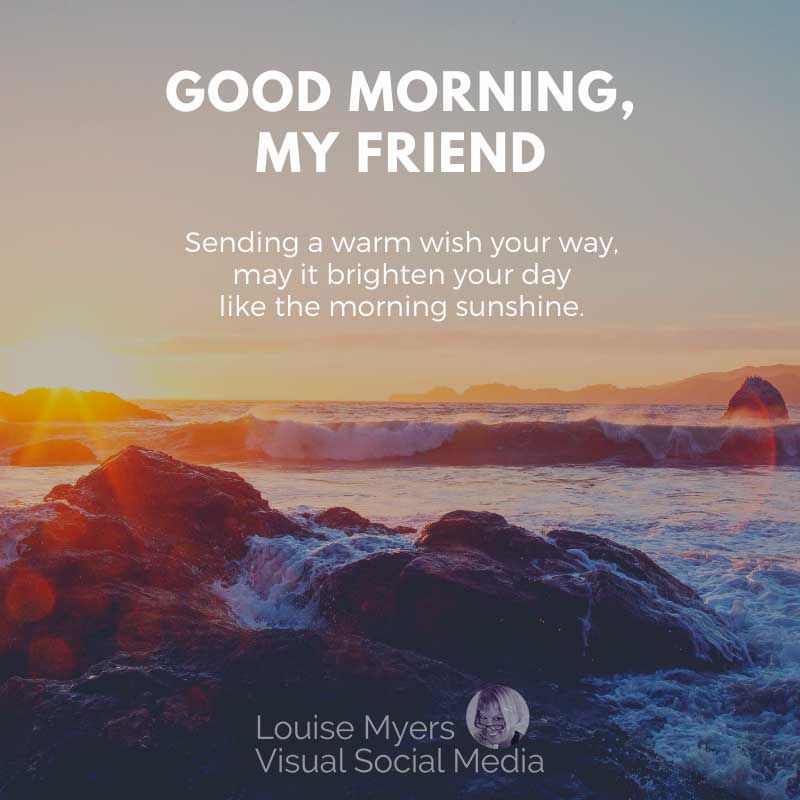 l'aube sur une plage rocheuse dit bonjour, mon ami, puisse-t-il égayer votre journée comme le soleil du matin.