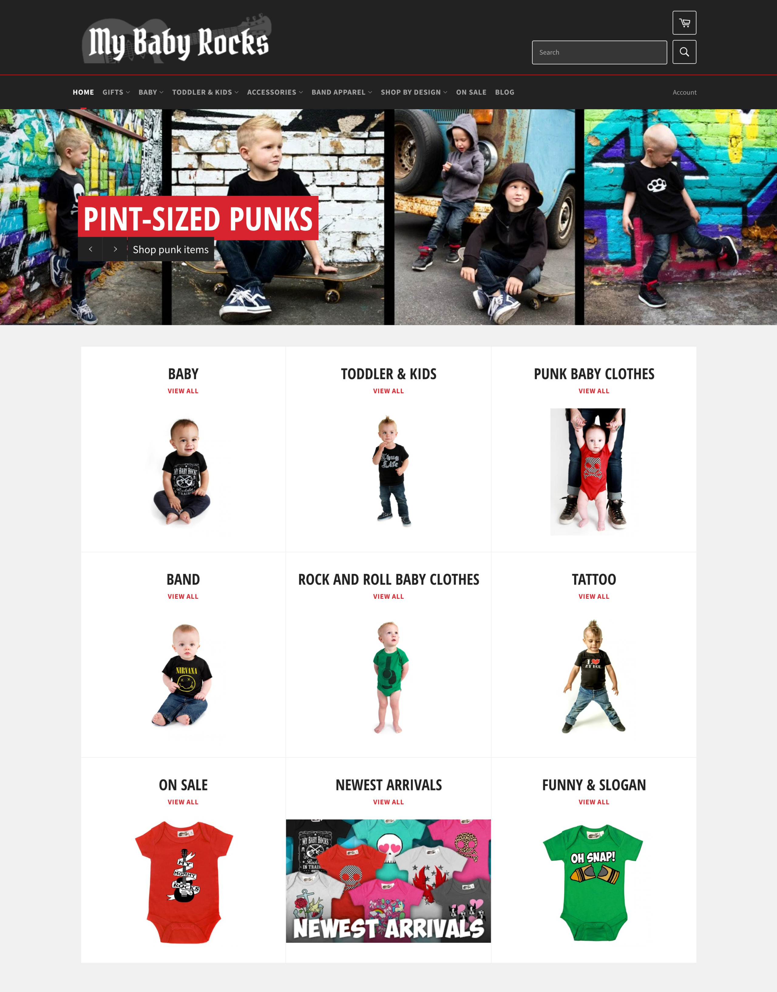 Navigation dans le contenu de punkbabyclothes.net Image of PunkBabyClothes new homepage