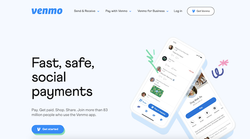 โฮมเพจ Venmo