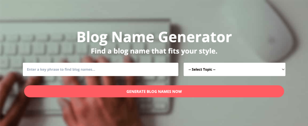 crea y ve generador de nombres de blog