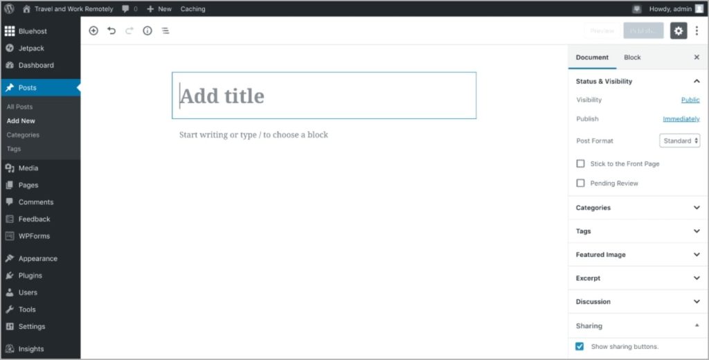 Agregar nueva publicación en WordPress