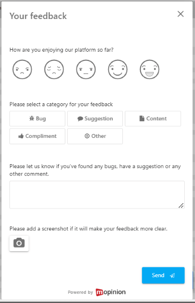 Pesquisa de feedback Mopinion Raspberry