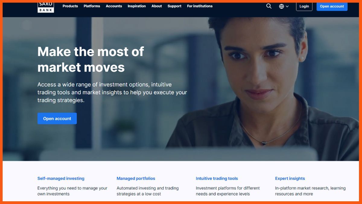 Site do Banco Saxo