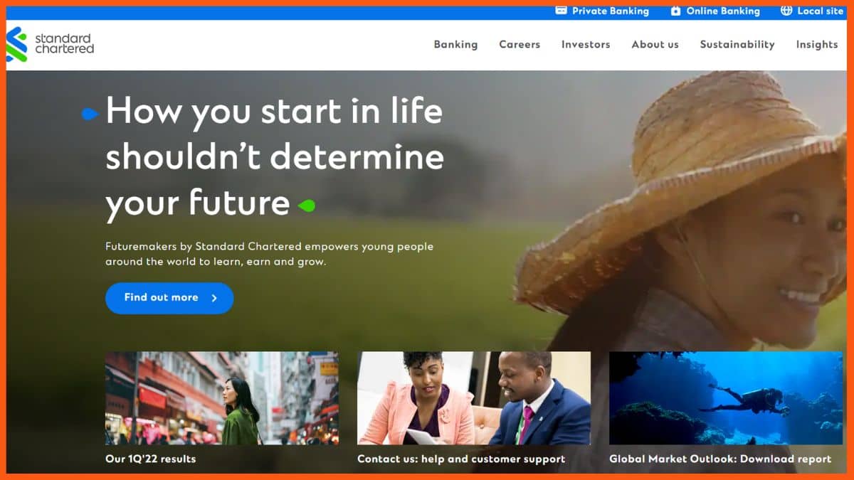 Site do Grupo Standard Chartered