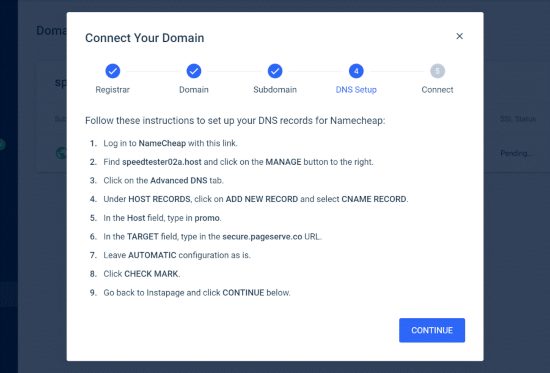Domeniul Instapage Connect