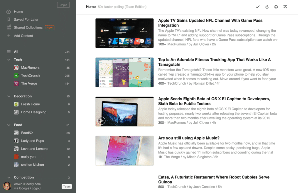 feedly pentru curatarea conținutului