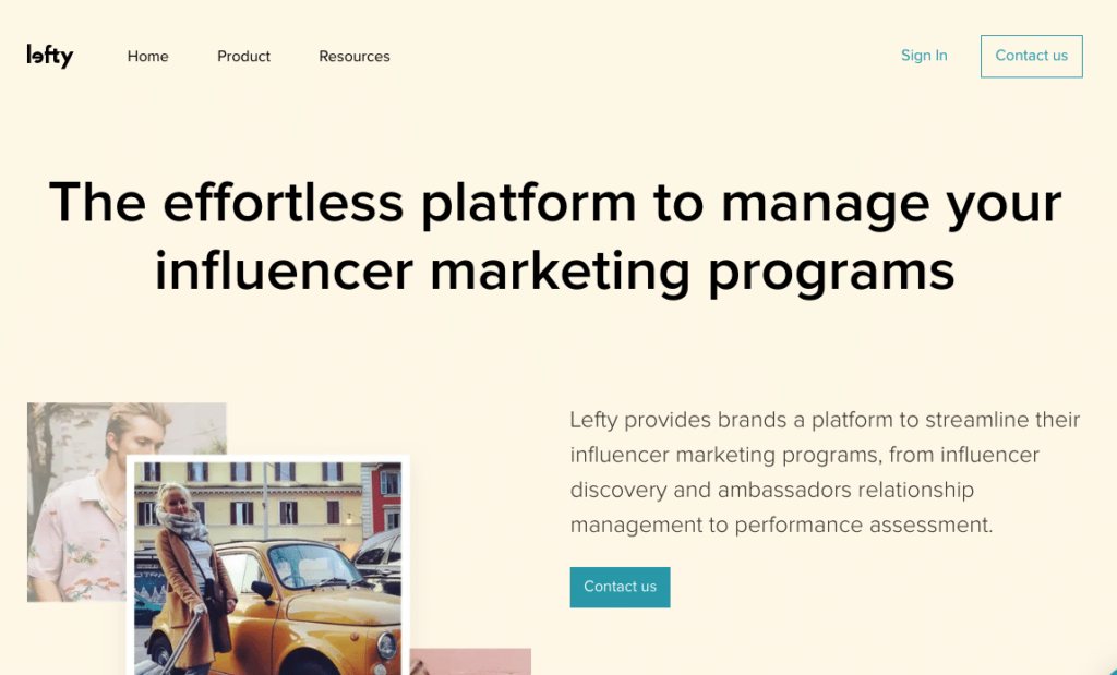 สุดยอดรายชื่อแพลตฟอร์มการตลาดผู้มีอิทธิพลที่ดีที่สุด 17 lefty influencer marketing tool