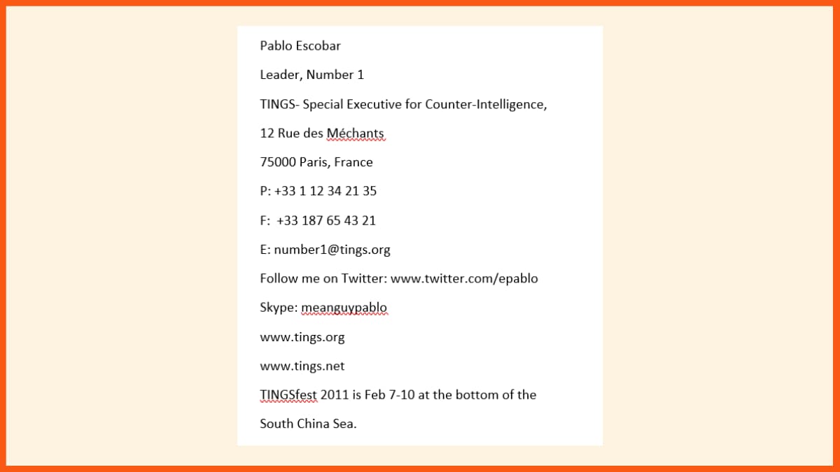 Informazioni inutili su Firma e-mail