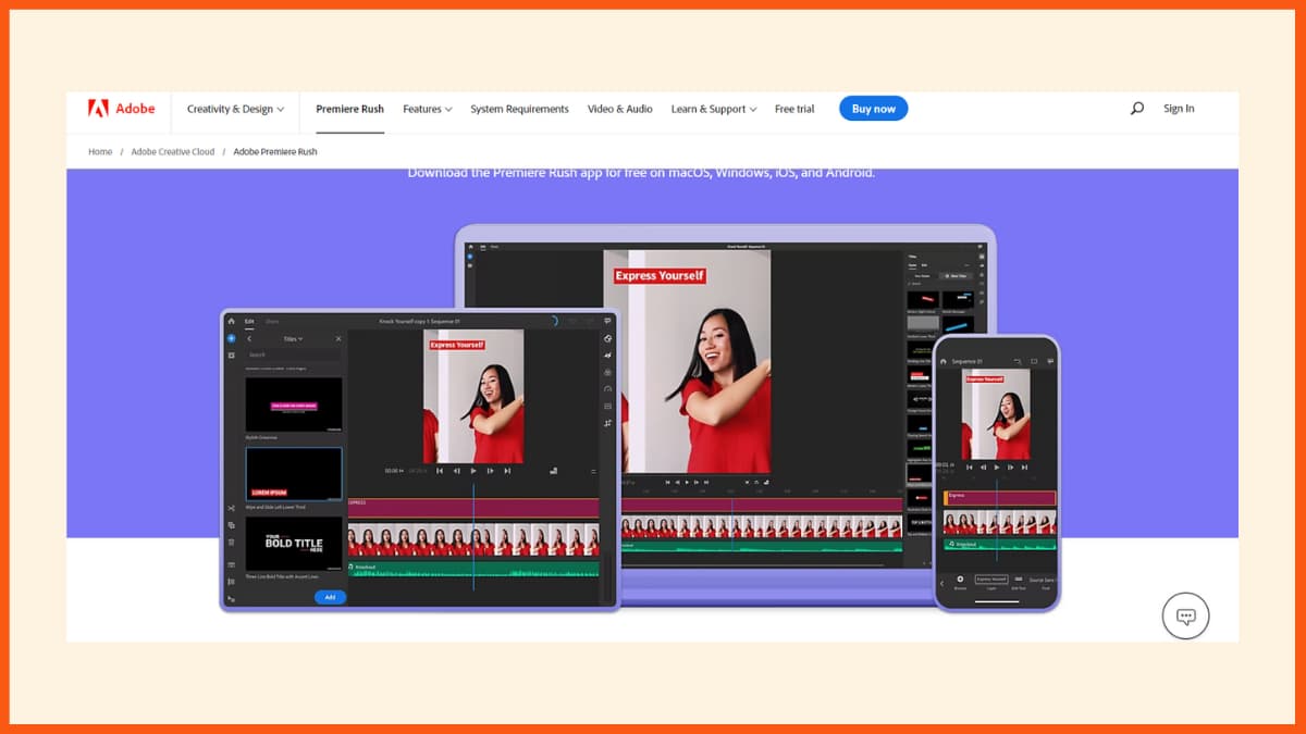 Adobe Premiere Rush CC에서 비디오 편집 배우기