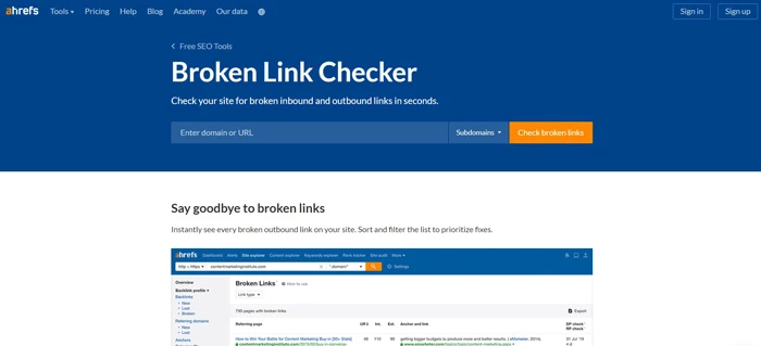Verificador de links quebrados - Ahrefs