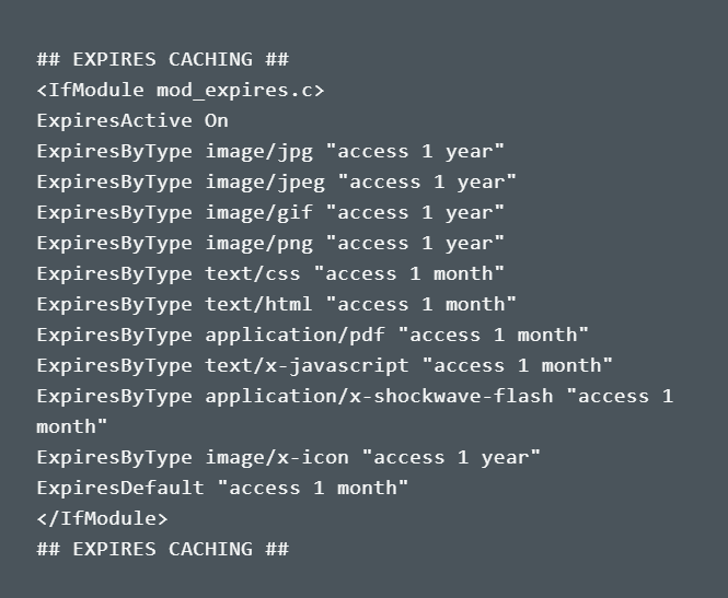 Zwischenspeichern des htaccess-Codes