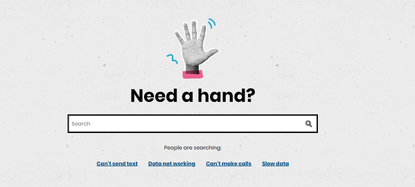 تحتاج giffgaff إلى شريط بحث يدوي