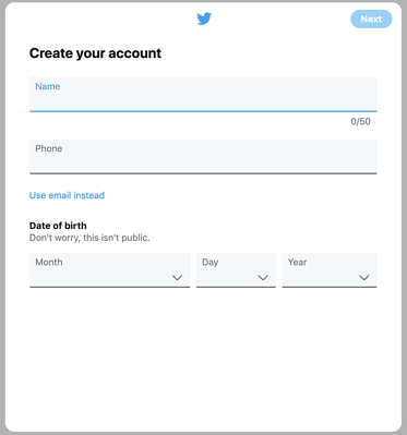 introduceți informații pentru a configura contul Twitter