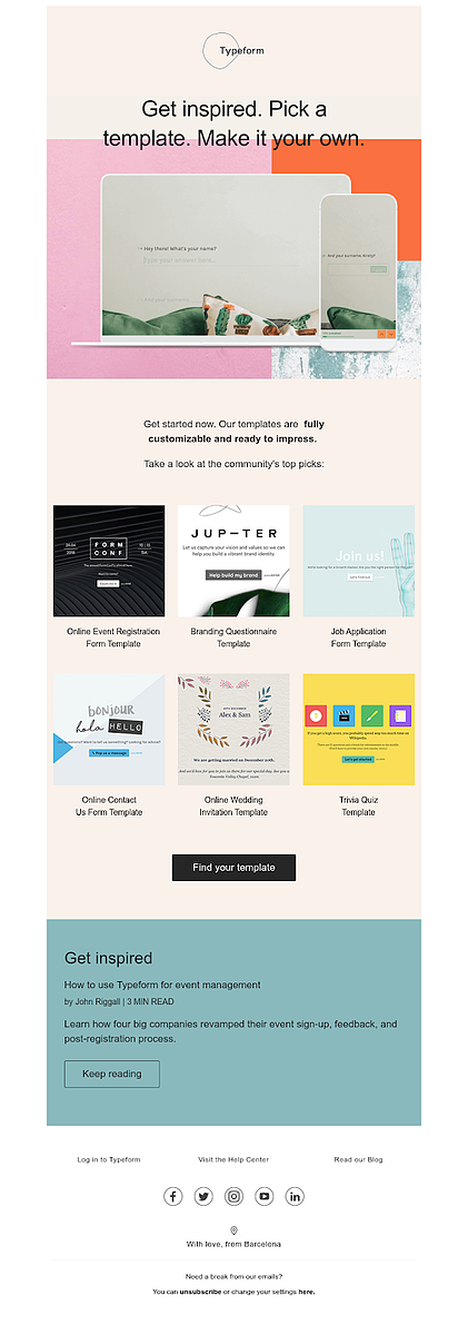 電子郵件截圖來自：talkwithus@typeform.com