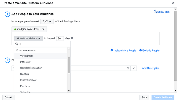 audiencia personalizada del sitio web