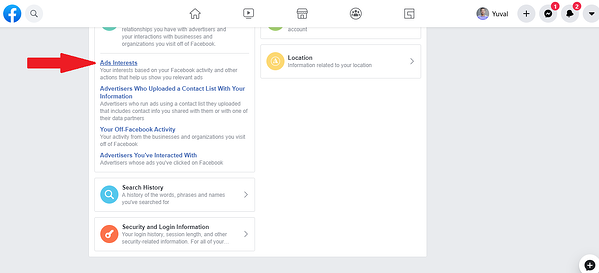 intereses publicitarios de fb