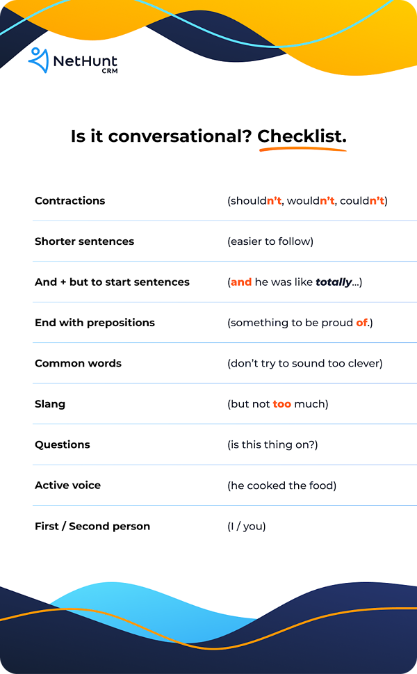 Checkliste für Konversationsschreiben