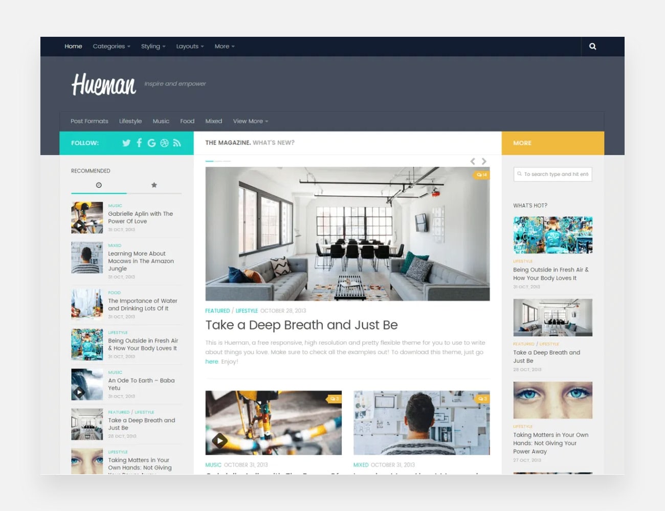 Temi WordPress gratuiti di Hueman per scrittori