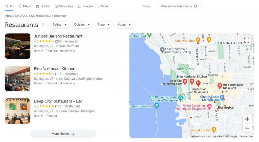 yakınımdaki restoran - google arama