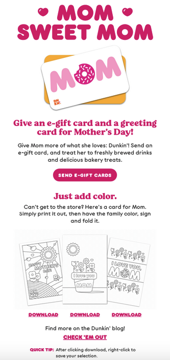 e-mail di Dunkin Donuts