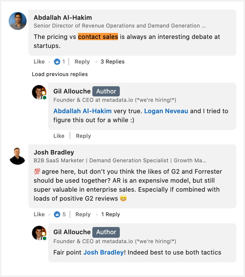 linkedin 评论 - 定价与联系销售