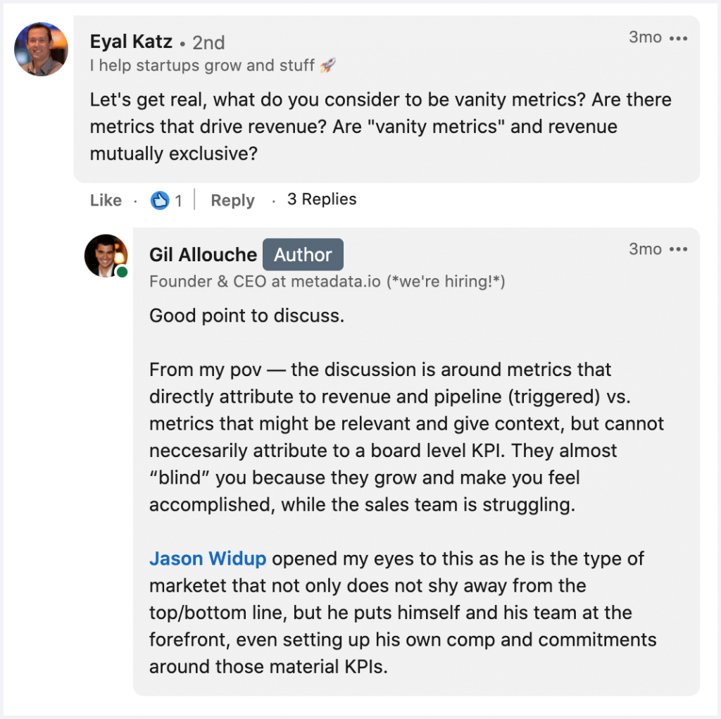 linkedin 评论 - 收入与虚荣指标