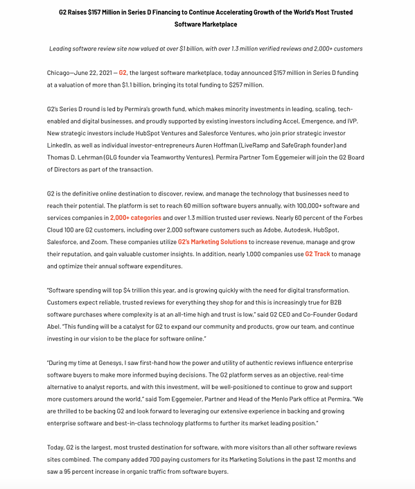 financement exemple de communiqué de presse
