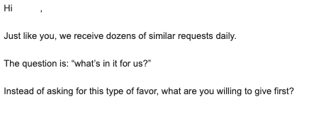 e-mail de resposta de divulgação de link building