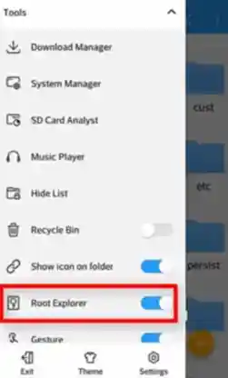 Habilite la opción de explorador raíz en ES File Explorer para encontrar la contraseña wifi en el teléfono cuando esté conectado